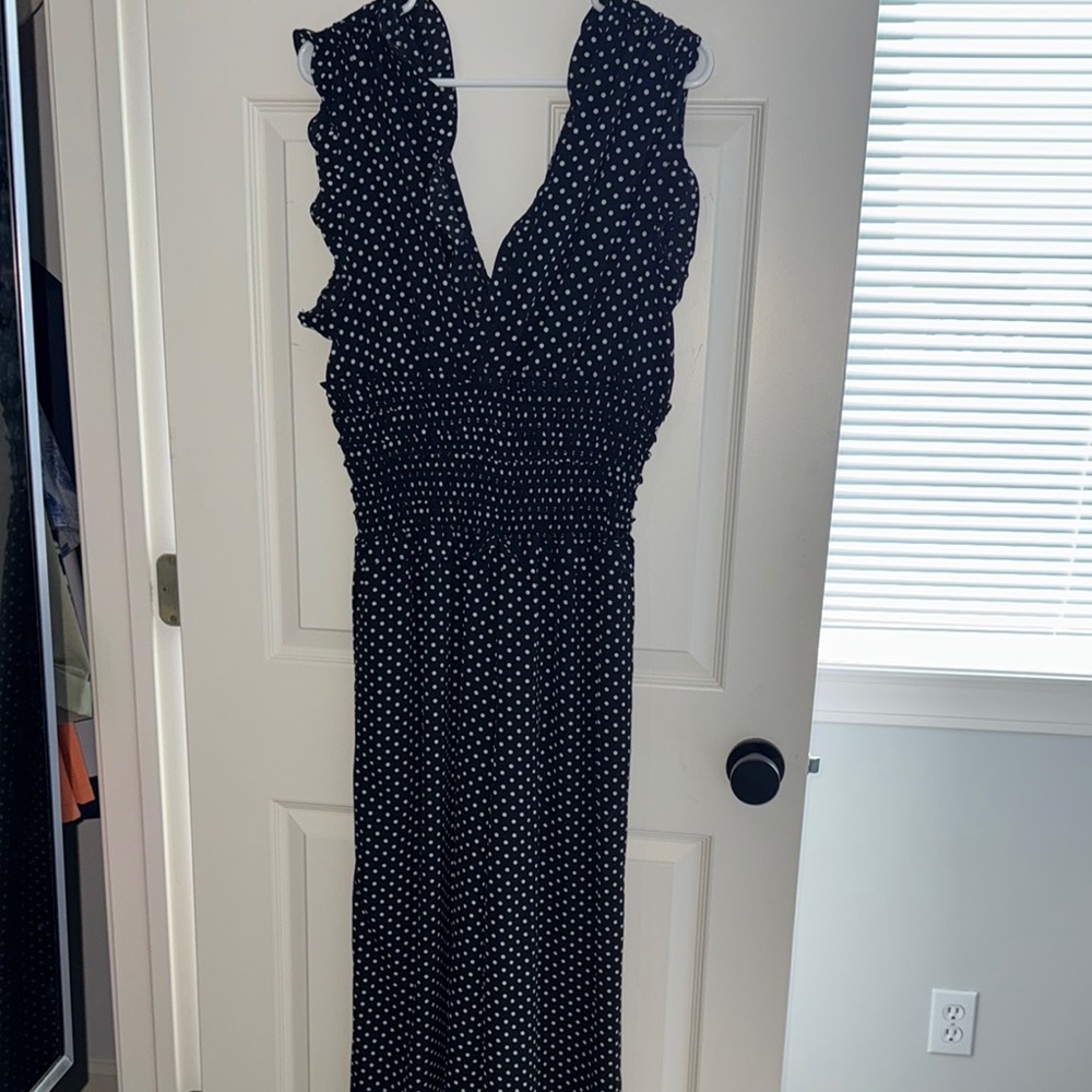 Max Studio Black and White Sleeveless Jumpsuit
